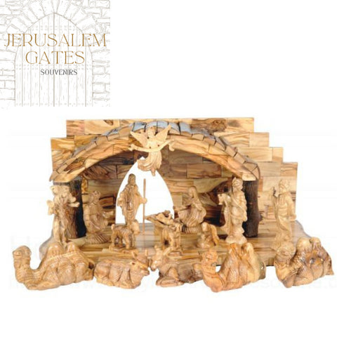 17 Piece Olive Wood Nativity Set